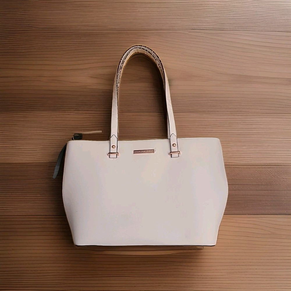 Sun Valley Tote or Shoulder Bag - Faux Leather Ivory Color Rose Gold Hardware